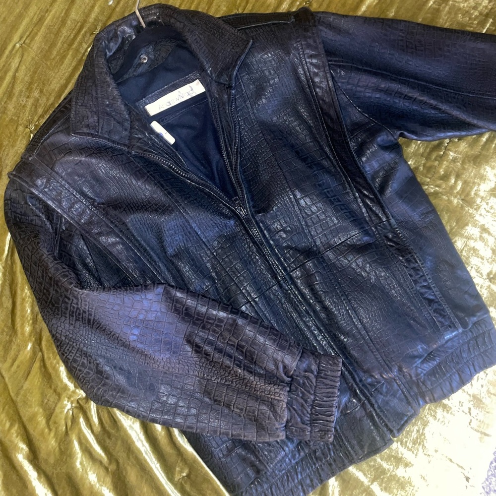 Andrew Marc animal print leather jacket